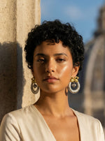 Tara Dual Tone Peacock Statment Earrings