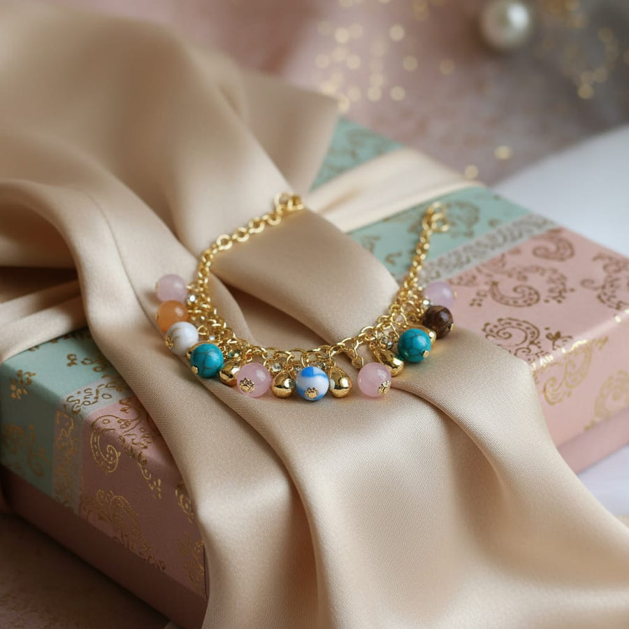 Boho Bead Anti-Tarnish Charm Bracelet