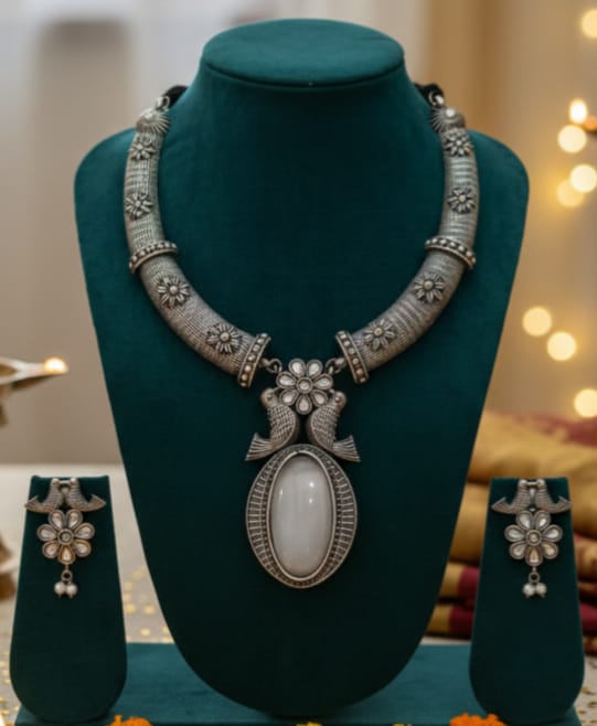 Reva Oxidized Bird Hasli Set