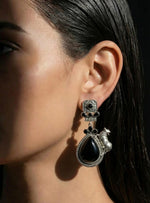 Pichwai Oxidized Stone Drop Earring