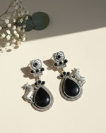 Pichwai Oxidized Stone Drop Earring