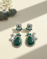 Pichwai Oxidized Stone Drop Earring
