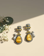 Pichwai Oxidized Stone Drop Earring