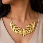 Gold Double Leaf Statement Necklace