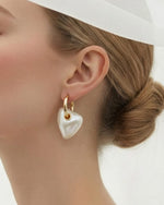 Amour Pearl Anti-Tarnish Heart Hoop