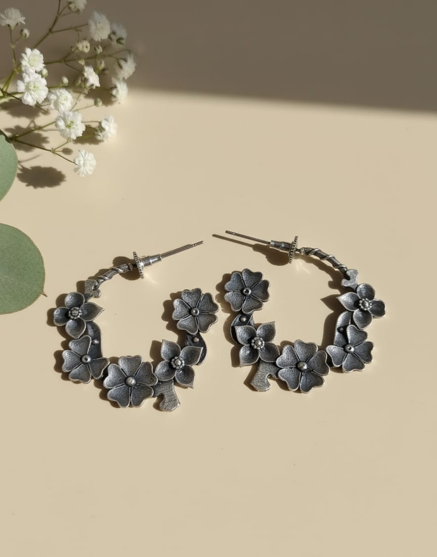 Evana Oxidized Floral Earrings