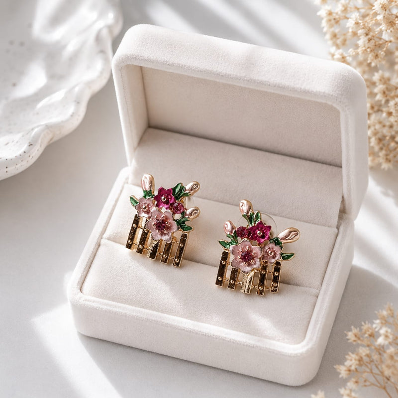 Bloom Basket Stud Earrings