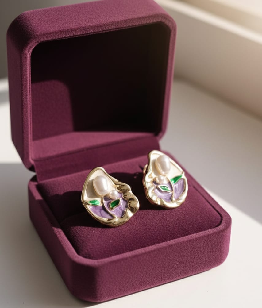 Opaline Leaf Luxe Studs