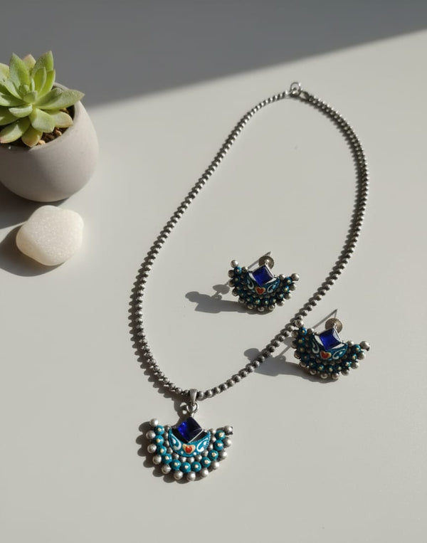 Raya Handpainted Oxidized Chain Set
