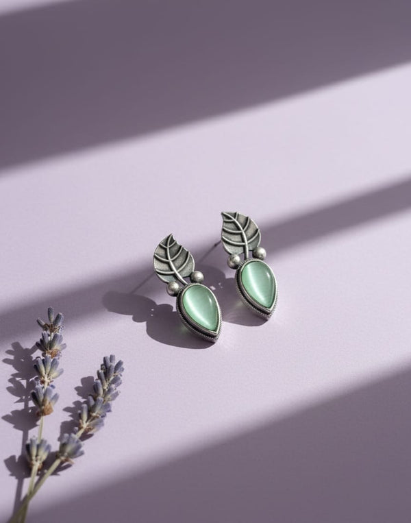Sage Whisper Leaf Studs