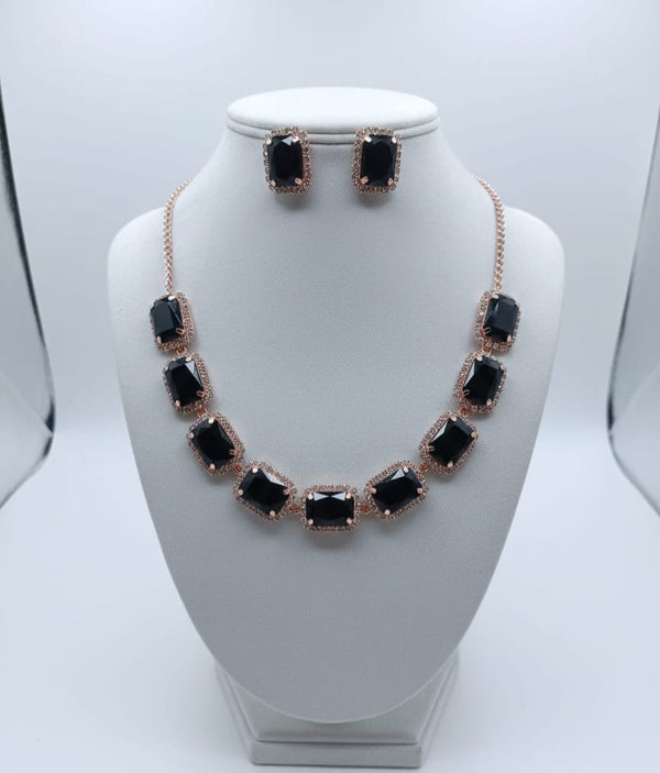 Midnight Elegance Black Stone Necklace Set