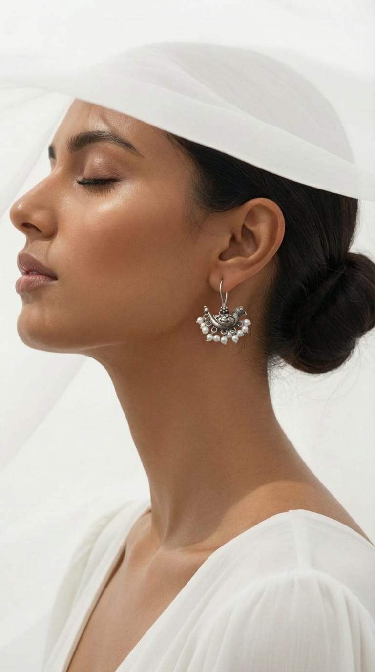 Pakhi Oxidized Bird-Style Dangle