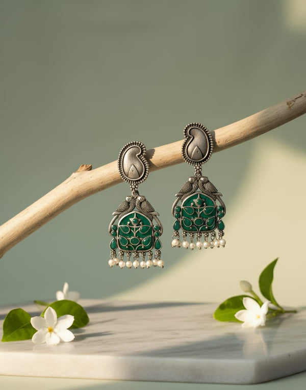 Jiya Oxidized Stone Earrings