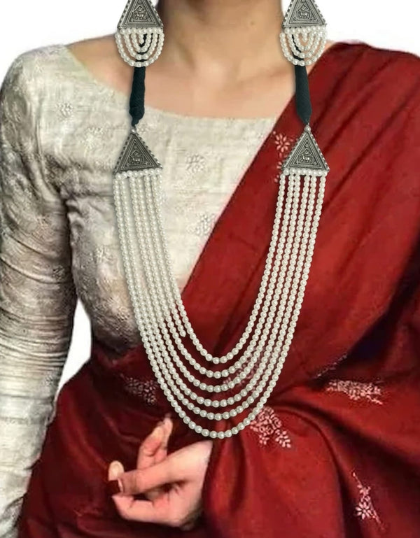 Classic Oxidised Pearl Necklace