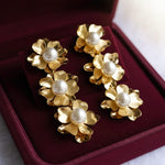 Meadow Muse Anti-Tarnish Triple Floral Pearl Drops