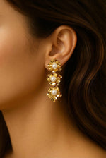 Meadow Muse Anti-Tarnish Triple Floral Pearl Drops