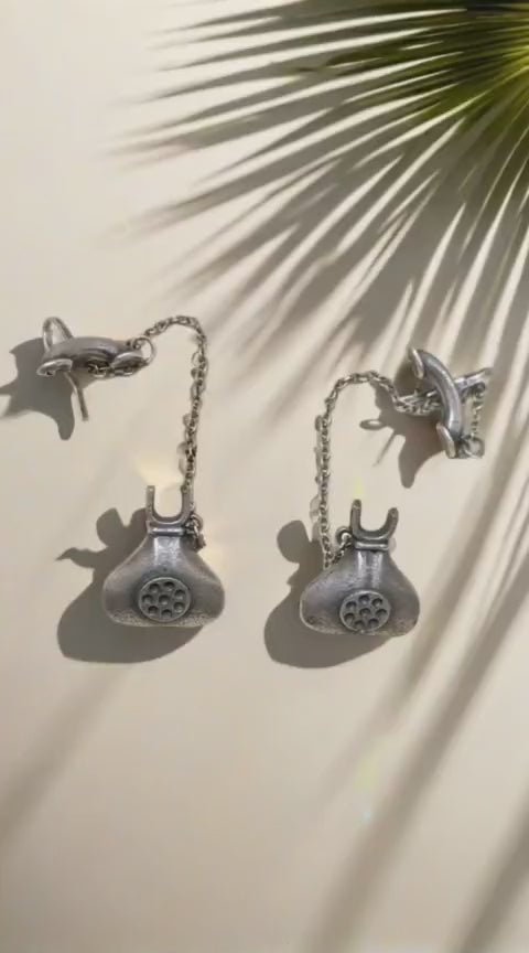 Telephone Oxidized Ear cuff