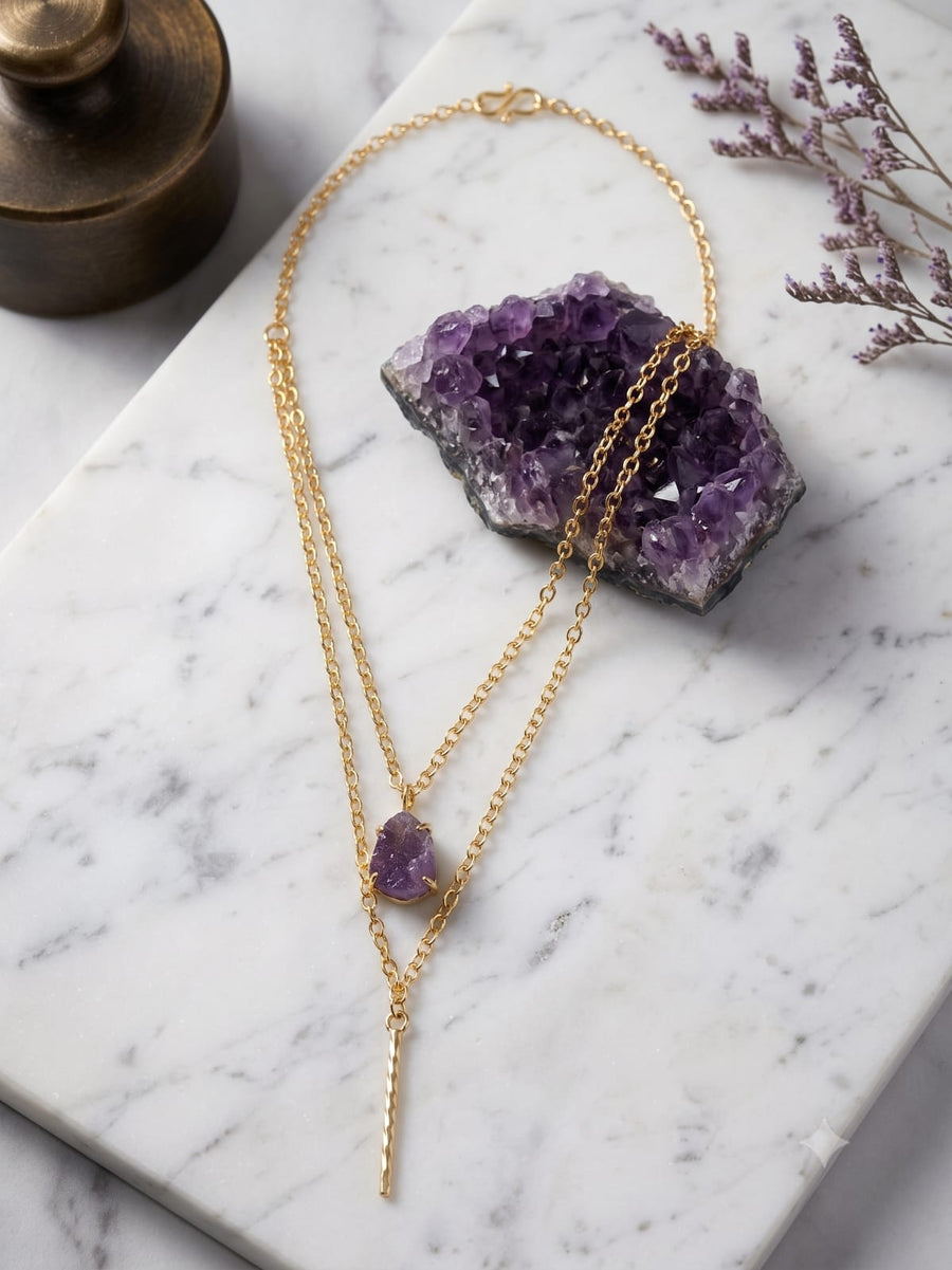 Raw Amethyst Charm Chain