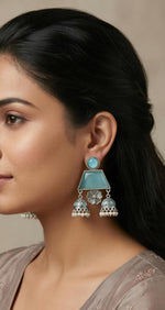 Inaya Oxidized Stone Jhumka