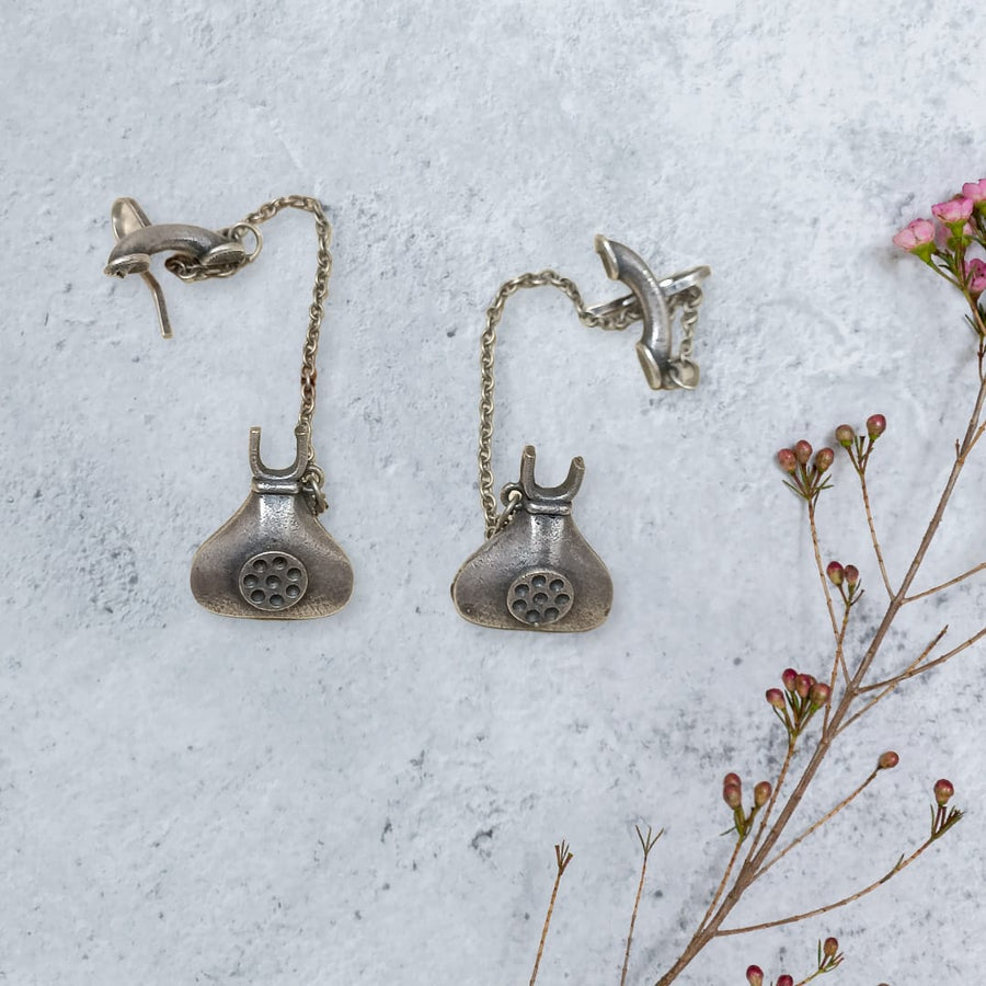 Telephone Oxidized Ear cuff