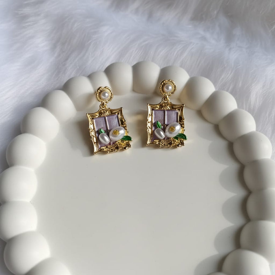 Parisian Anti-Tarnish Window Frame Earrings