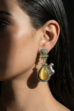 Pichwai Oxidized Stone Drop Earring
